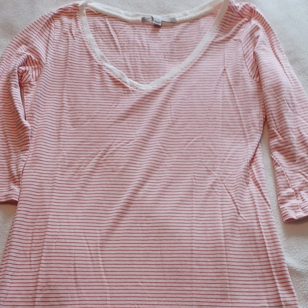 Gap super soft red & white 3/4 sleeve T